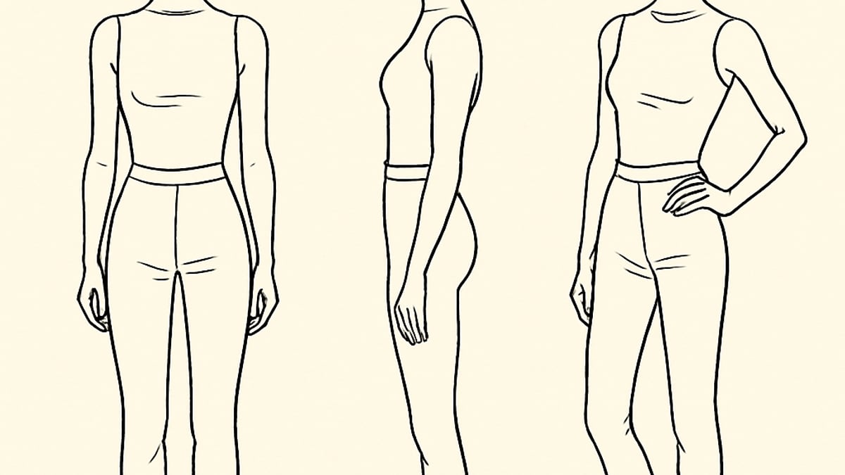 Aspiring model posing for digital submission photos for a New York modeling agency — front, profile, and three-quarter views